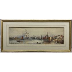 Thomas Bush Hardy RA RBA (British 1842-1897): 'The Harbour - Littlehampton', watercolour signed titled and dated 1897, 21cm x 70cm