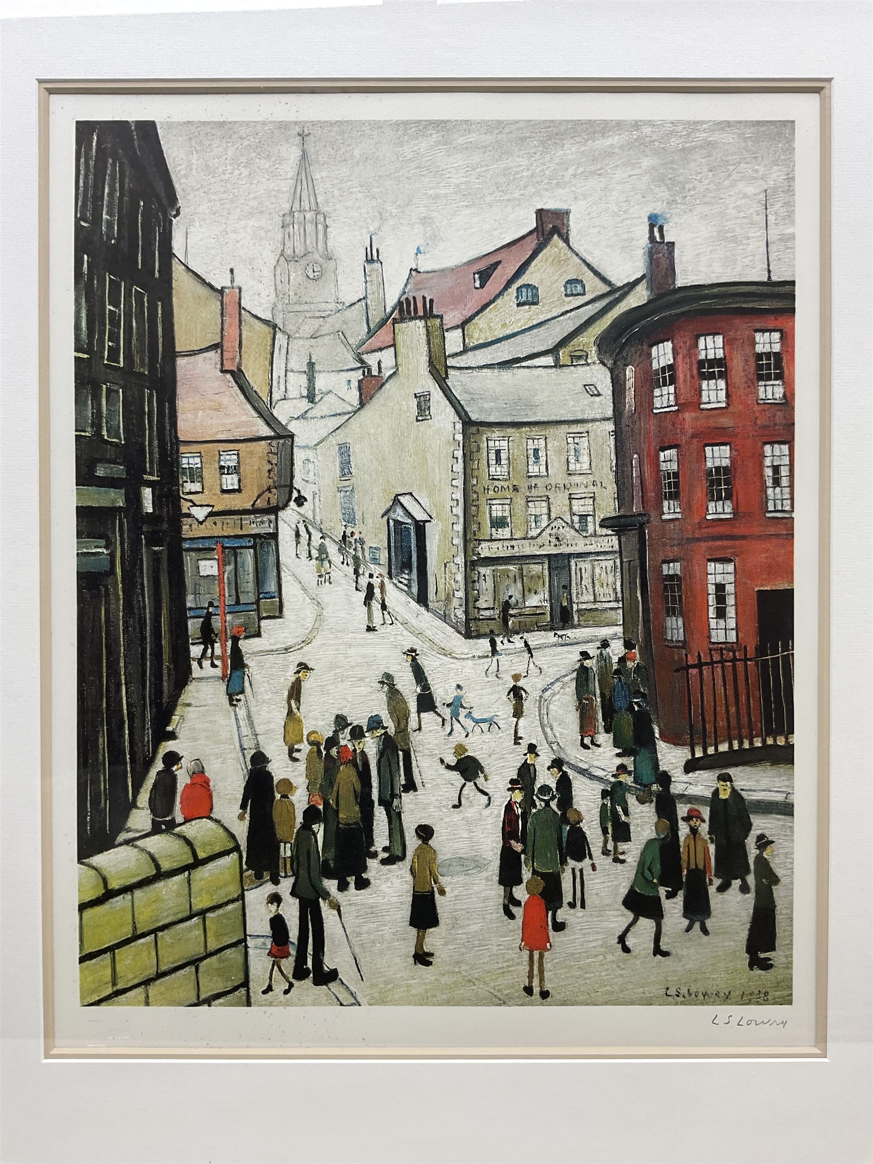 Laurence Stephen Lowry RBA RA (Northern British 1887-1976): 'Berwick-on-Tweed', limited edition offset lithograph in colours on wove signed in pencil with Fine Art Trade Guild blindstamp, pub. Medici Society Ltd., London 1973, from the edition of 650, 57cm x 46cm