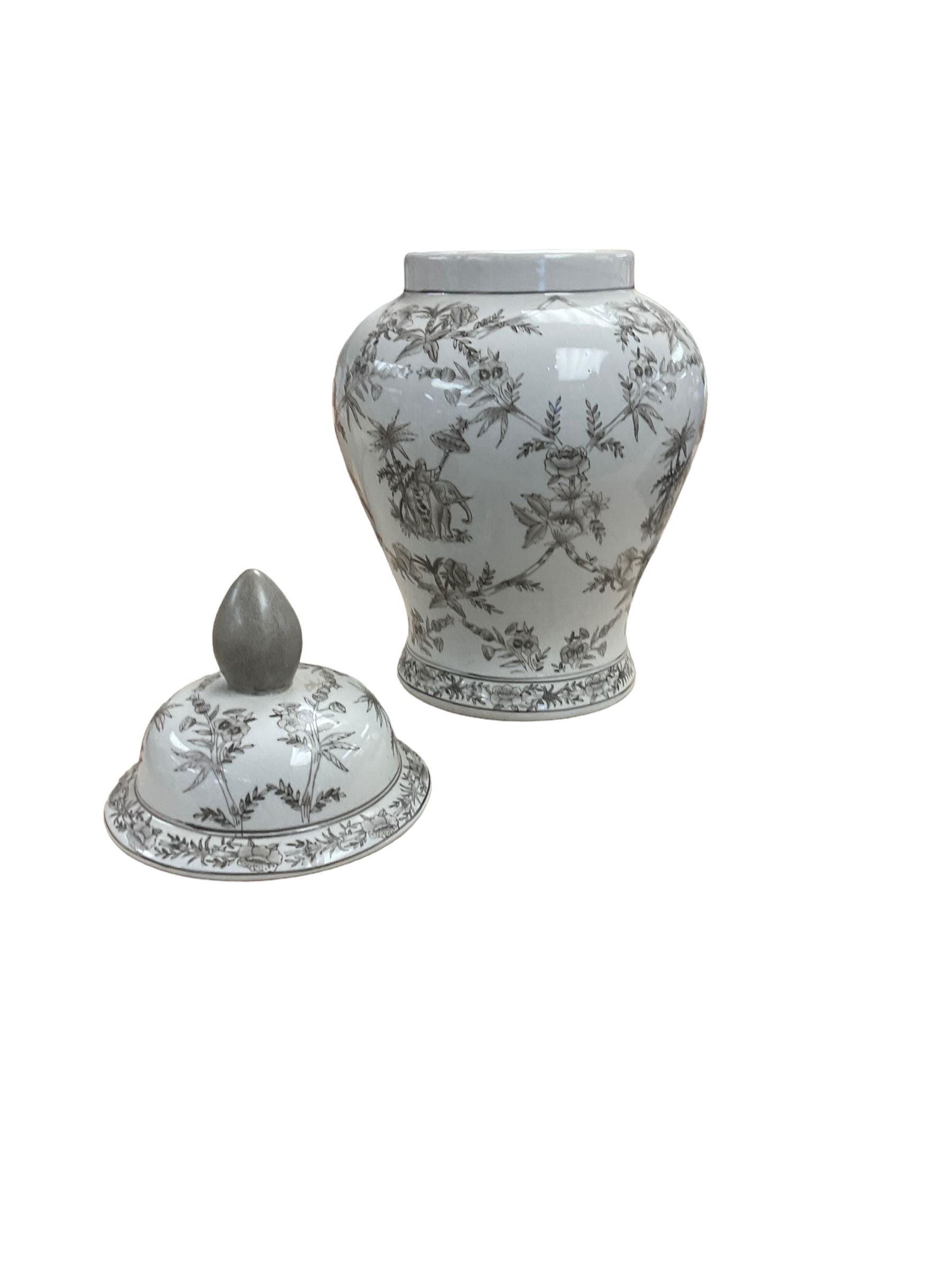 Indian Jane ginger jar and cover, together with Portuguese fruit bowl, jar H45cm