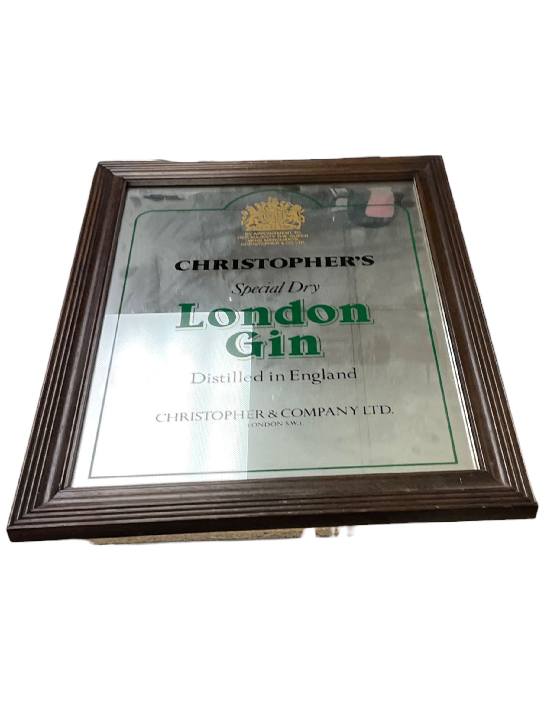 Christopher's Special Dry Gin advertising mirror, together with Yorkshire map 