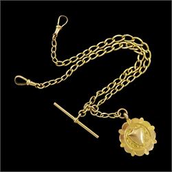 Early 20th century 9ct gold Albert chain by Phillips & Mayell, Chester 1931, each link stamped 9.375, with 9ct gold medallion fob, hallmarked