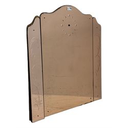 Early to mid-20th century three-sectional copper tinted frameless wall mirror