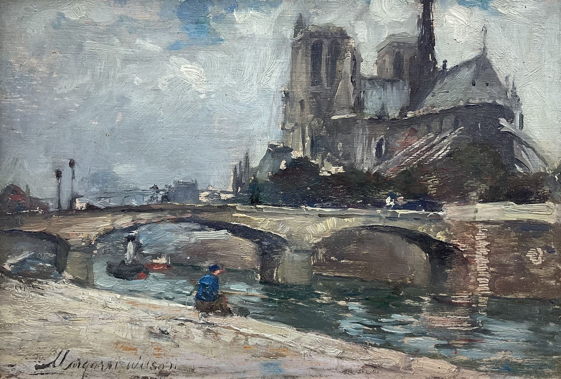 Margaret Thomson Wilson (Scottish 1864-1912): 'Notre Dame', oil on panel signed, titled on label verso 17cm x 24cm 