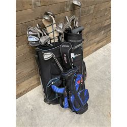 Battlesticks and other golf clubs in three bags