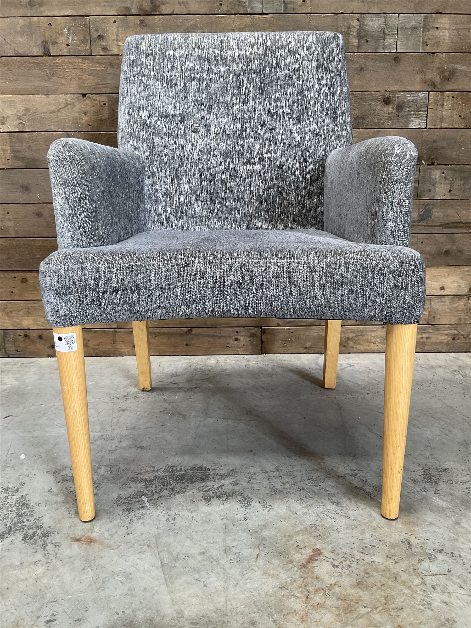 17 x armchair upholstered in textured grey fabric, beech legs