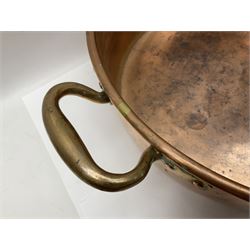 Large Victorian copper twin handled jam or preserve pan, not including handles H18cm D53cm