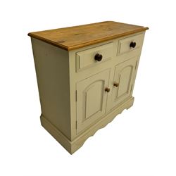 Painted pine dresser, fitted with two drawers and two cupboards