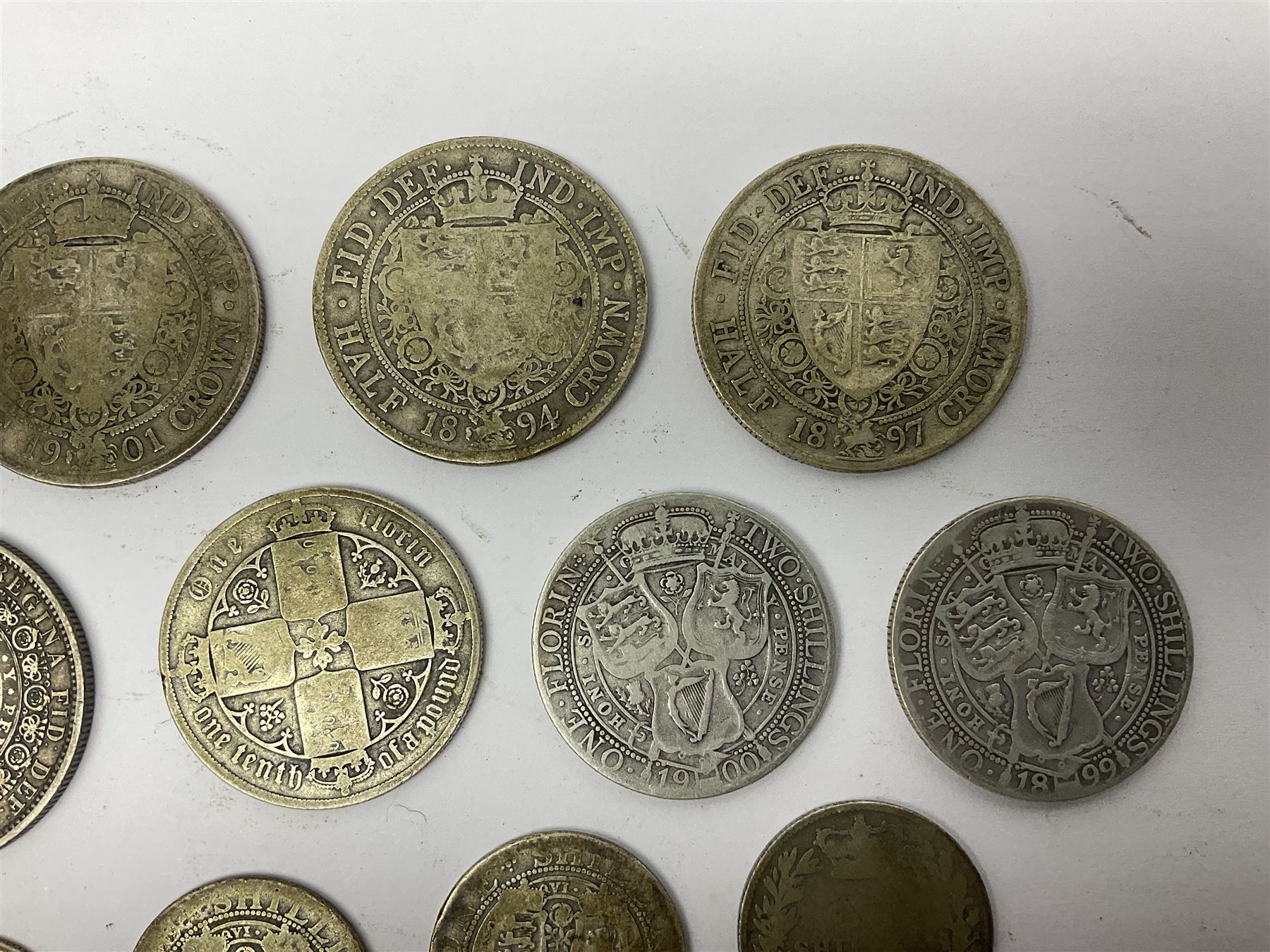 Approximately 210 grams of Great British pre 1920 silver coins, including George IIII 1822 crown, Queen Victoria 1884, 1888, 1894, 1897 and two 1902 halfcrowns etc