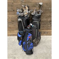 Battlesticks and other golf clubs in three bags