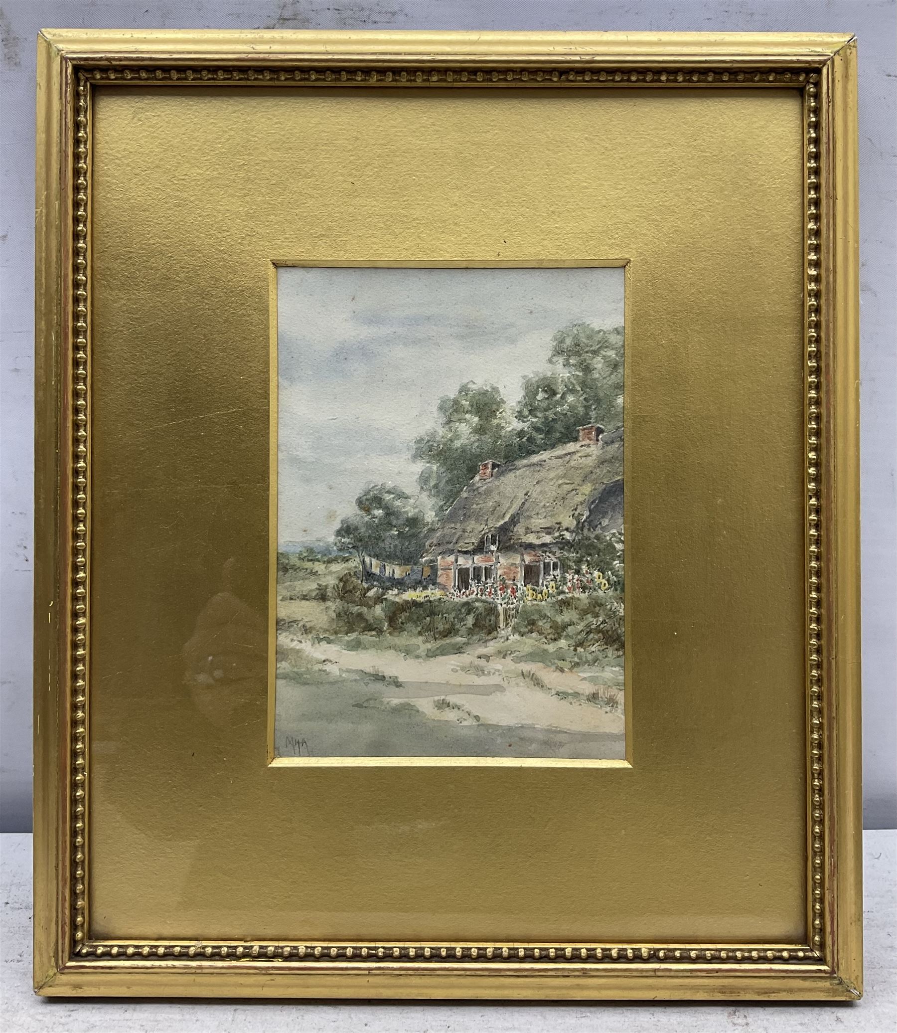 MHA (British early 20th century): Cottages, set five watercolours variously signed with initials in matching frames 12cm x 18cm (5)