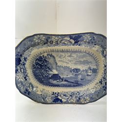 Pountney & Allies Bristol Views Series 'River Avon' meat plate together with Don Pottery meat platter 'Port of Alicata 