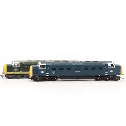 Two Bachmann Branch Line '00' gauge Class 55 Deltic locomotives, to include 'Crepello' locomotive no. 55012 in BR blue livery and 'St Paddy' locomotive no. D9001 in BR two tone green livery