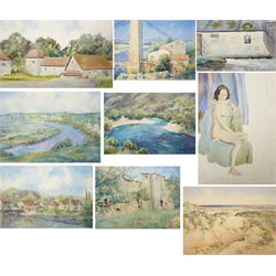 Rear Admiral Humfrey John Bradley Moore RI (British 1898-1985): 'Ardèche' 'Montreuil' 'Seine from Château Gaillard' 'Brimeux near Montreuil' etc, set of seven watercolours variously signed and dated, most titled verso max 36cm x 57cm (7) (unframed) 
Notes: Moore was a friend of Russell Flint's and sitter for one of the rare portraits painted by him - both were members of the Arts Club, and both had served in the Royal Navy during WWI