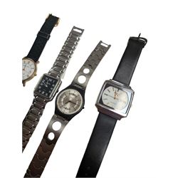 Seiko automatic wristwatch and a collection of quartz wristwatches including Tissot, Swatch, Armani ceramic, Roamer and Skagen