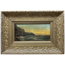 H Melville (British 19th Century): Seascapes at Sunset, pair oils on canvas signed 19cm x 39cm (2)