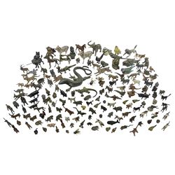 Collection of miniature cold painted bronze and similar animals, to include birds, sheep, ...