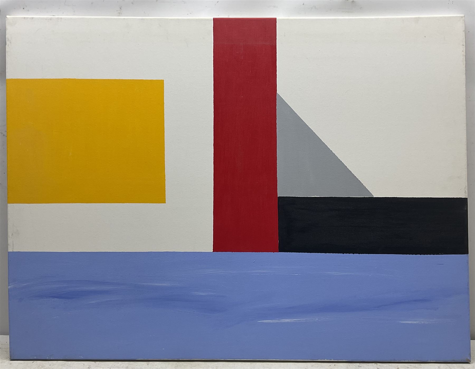 Iain Morris (British Contemporary) after Piet Mondrian (Dutch 1872-1944): Abstracts, triptych acrylics on canvas, signed and dated '15 - '17 verso 102cm x 76cm (3)