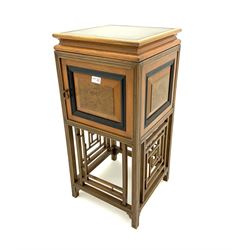 Early 20th century Oriental design walnut bedside lamp cabinet