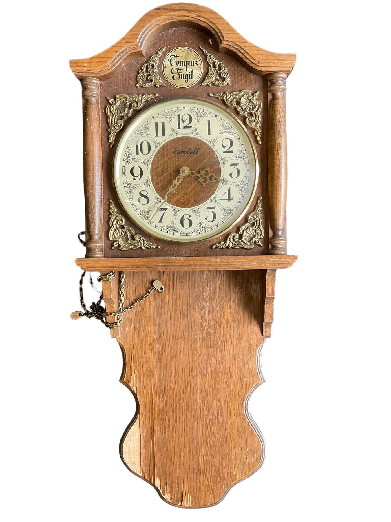 Two wall clock cases and two 20th century wall clocks