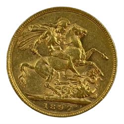 Queen Victoria 1897 gold full sovereign coin, Melbourne mint