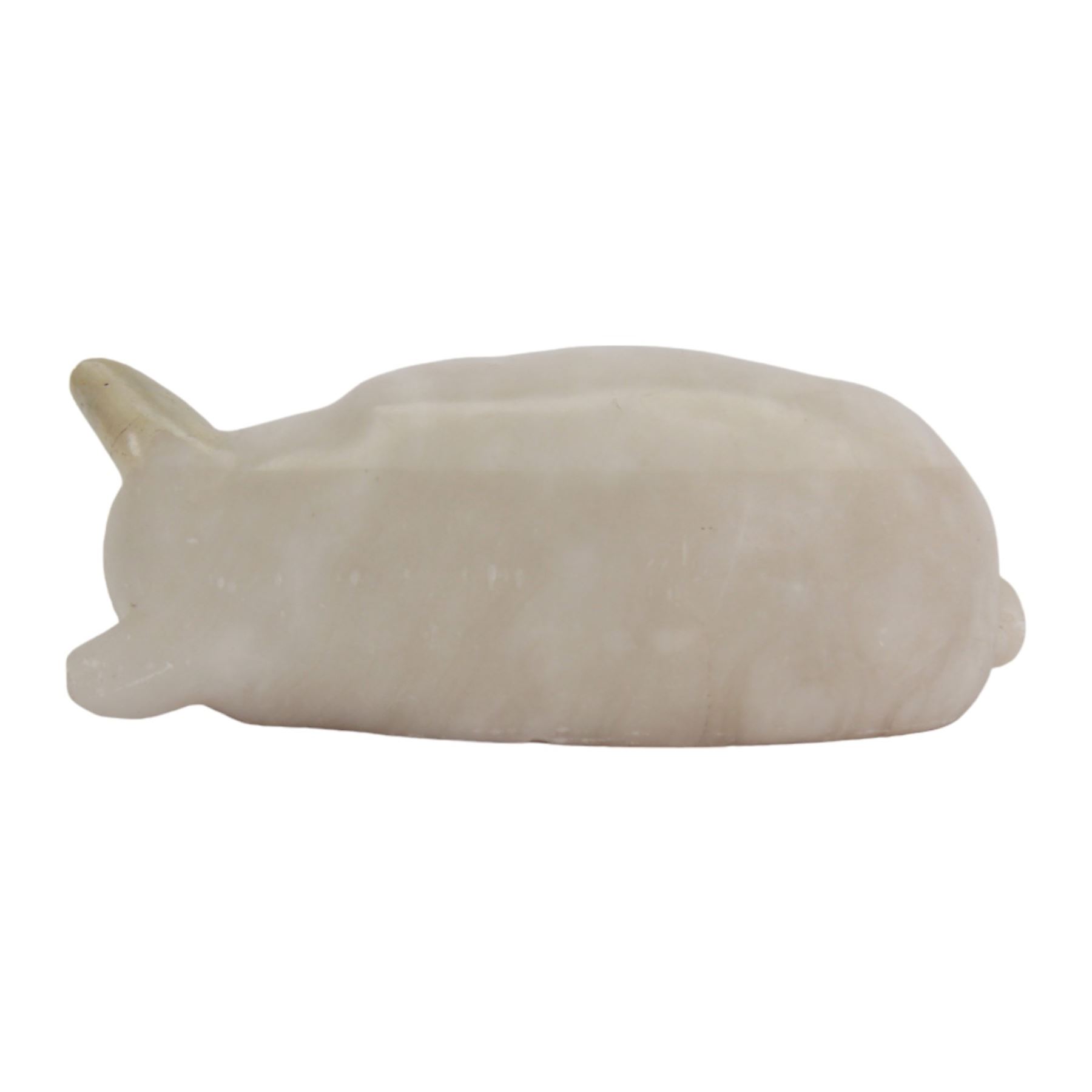 Alabaster figure, carved as a sleeping piglet, H8cm L21cm