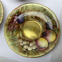 Pair Aynsley Orchard Gold pattern teacups and saucers with gilt interior 