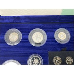 The Royal Mint United Kingdom 2000 silver proof Millennium coin collection, including Maundy coins, number 6384, cased with certificate 