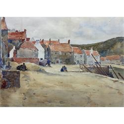 Albert George Stevens (Staithes Group 1863-1925): On Staithes Quayside, watercolour signed 27cm x 37cm