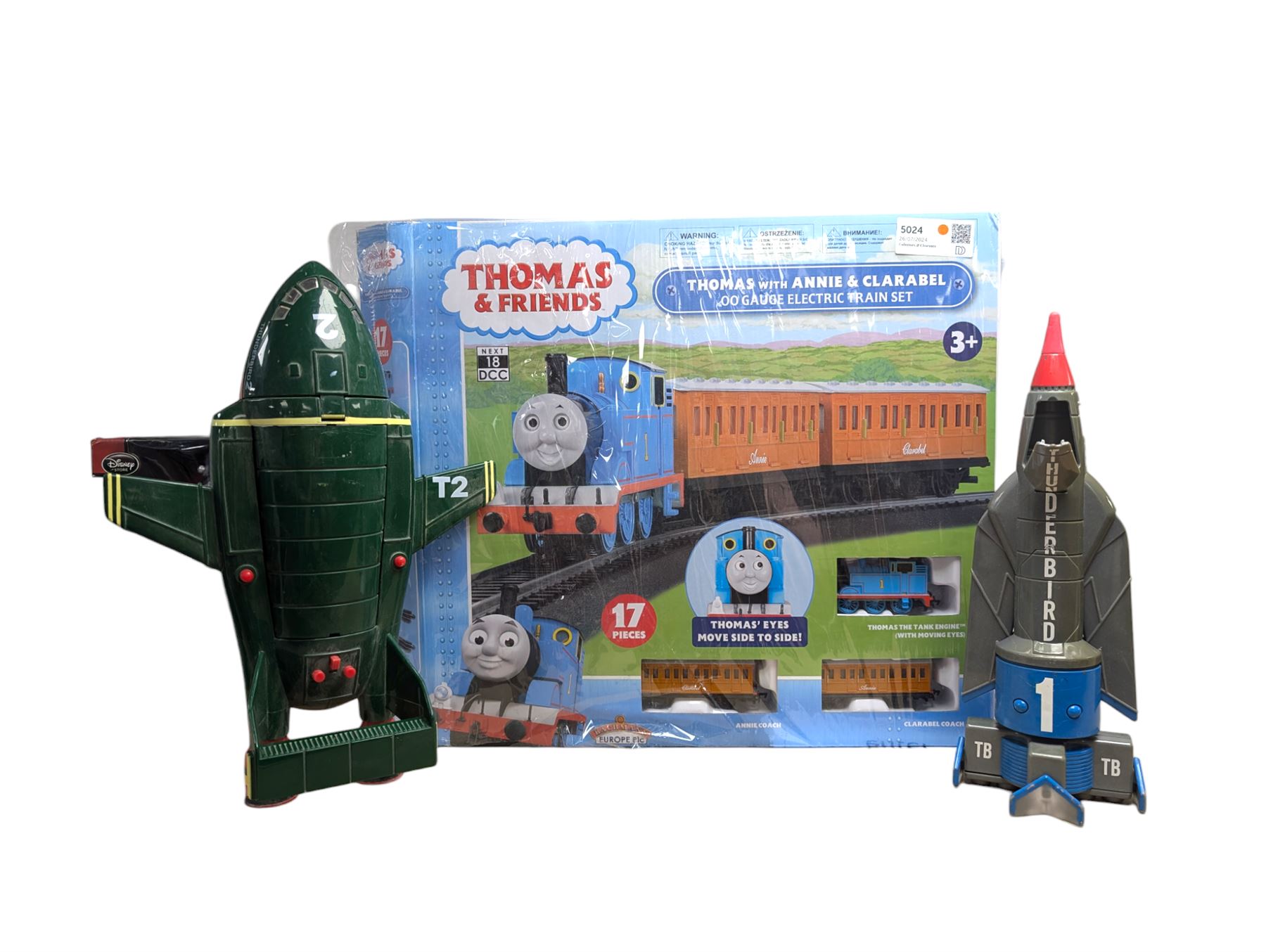 Thomas the Tank Engine, Annie and Clarabel 00 Gauge Electric Train Set, boxed, together with Carlton Thunderbirds 1 and 2 