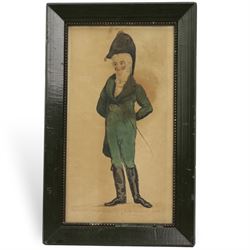 Two George IIII receipts one headed 'Husband's Talbot Hotel, Malton' and the other 'Harker at the Talbot Hotel, Malton', framed as one, 19th century print of The Green Man, 19th century photograph of an army officer and two other items