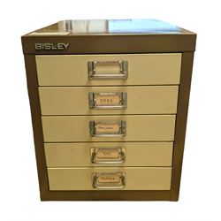 Bisley table top five drawer chest, H32.5cm