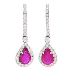 3.05 carat Cushion Cut Ceylon Pink Sapphire and Diamond Pendant