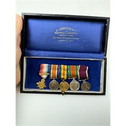 WWI group of five miniature medals including 1914 star with Aug - Nov clasp and George V LSGC