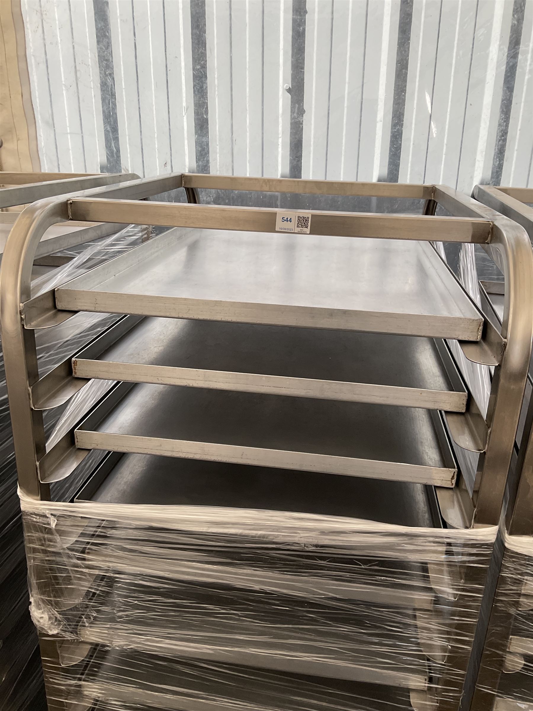 Stainless steel commercial tray rack trolley, 18 racks complete with 18 aluminium trays, tray size 66cm x 46 cm - THIS LOT IS TO BE COLLECTED BY APPOINTMENT FROM DUGGLEBY STORAGE, GREAT HILL, EASTFIELD, SCARBOROUGH, YO11 3TX