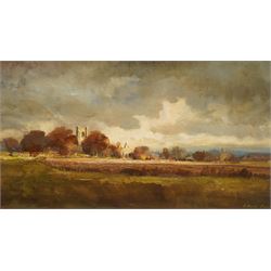 John Barrie Haste (British 1931-2011): 'Patrick Brompton' North Riding Yorkshire, oil on board signed, inscribed verso 24cm x 42cm