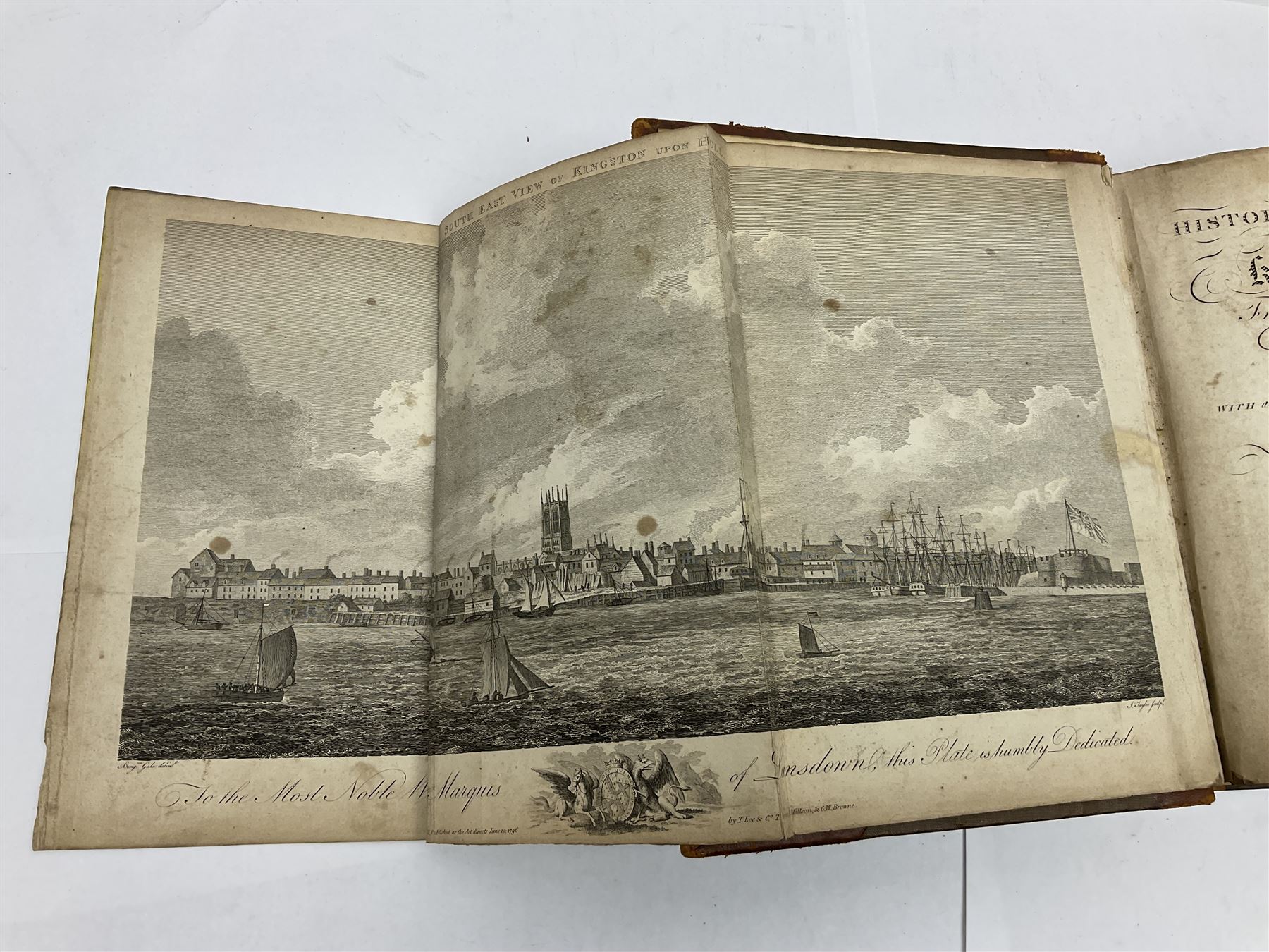 Tickell Rev. John: History of the Town and County of Kingston-upon-Hull From its Foundation in the Reign of Edward the First to the present Time [...], Hull Thomas Lee & Co 1798, folding frontispiece and other engraved plates