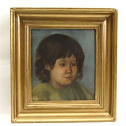 Philip Naviasky (Northern British 1894-1983): Portrait of a Girl, oil on board unsigned 22cm x 19cm 