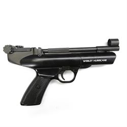 Webley Hurricane .22- 5.6 air pistol, black with checkered grip