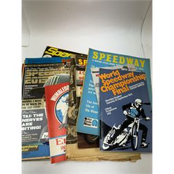 Collection of sporting memorabilia, mostly relating to Speedway, including enamel badges, patches, programs, bags, etc 