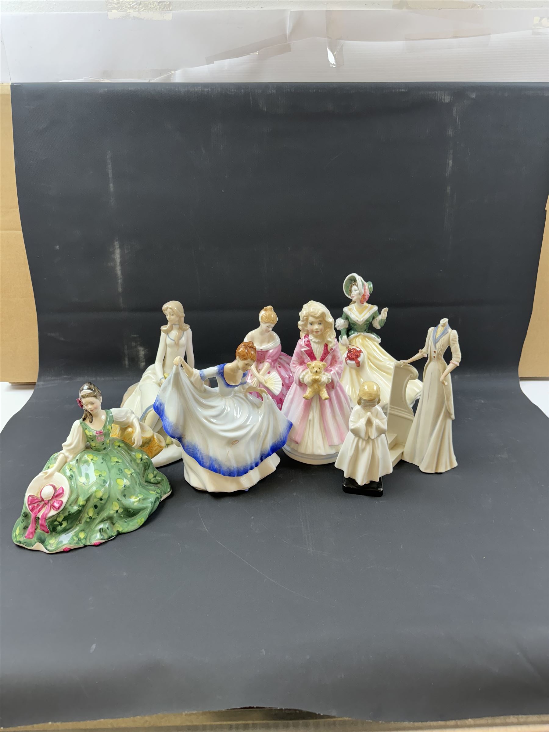 Fourteen Royal Doulton figures, including Sara HN2265, Summertime HN3137, Coralie HN2307, Janine HN2461  