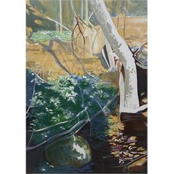 Håkan Thorsén (Swedish 1923-1982): Birches by a River, limited edition lithograph signed a...