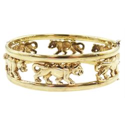 9ct gold leopard design hinged bangle, Sheffield import mark 1995