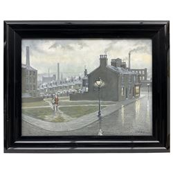 Steven Scholes (Northern British 1952-): 'The Old Gas Lamp 1962', oil on canvas signed 28.5cm x 38cm