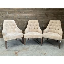 6 x armchair, upholstered in buttoned back beige fabric