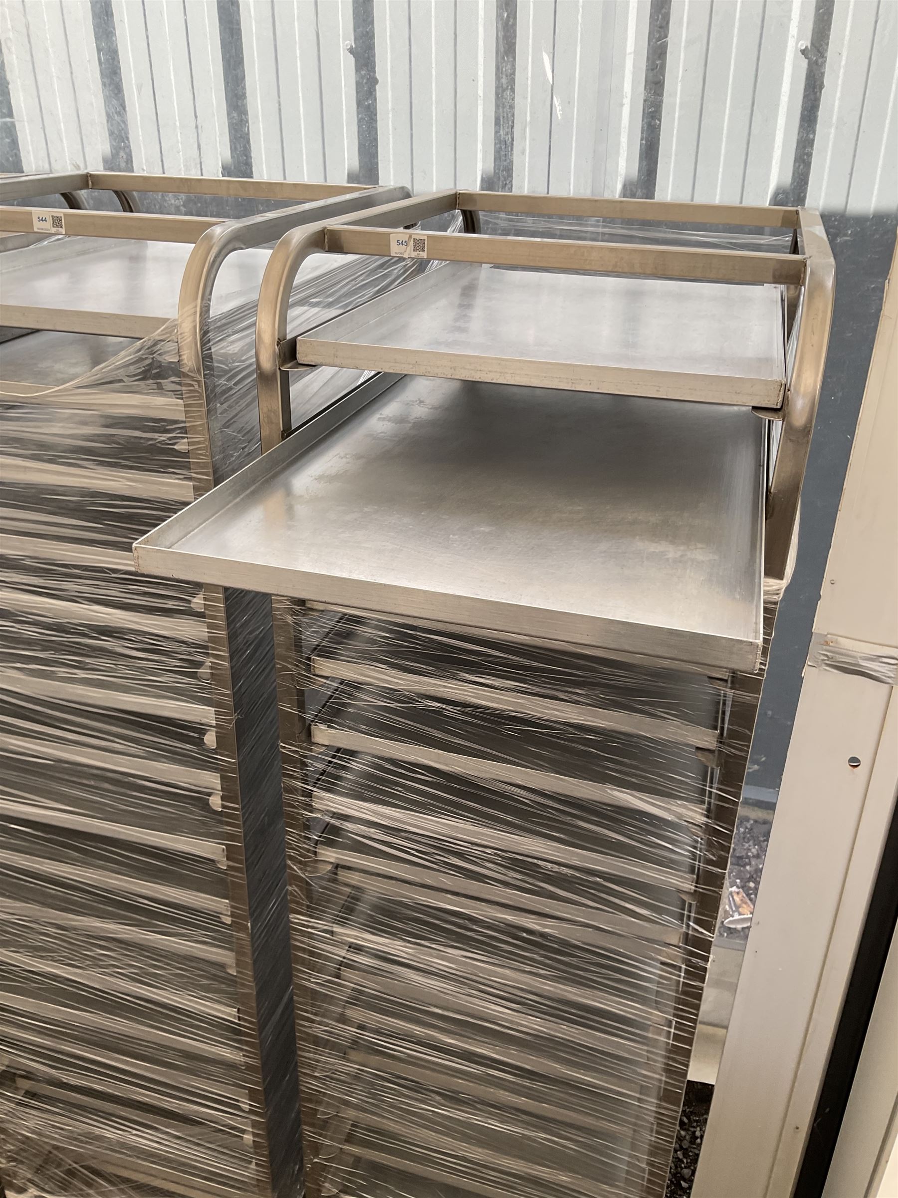 Stainless steel commercial tray rack trolley, 18 racks complete with 18 aluminium trays, tray size 66cm x 46 cm - THIS LOT IS TO BE COLLECTED BY APPOINTMENT FROM DUGGLEBY STORAGE, GREAT HILL, EASTFIELD, SCARBOROUGH, YO11 3TX