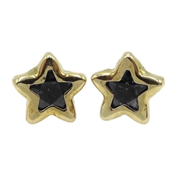  Pair of gold blue stone star stud earrings, stamped 9K  