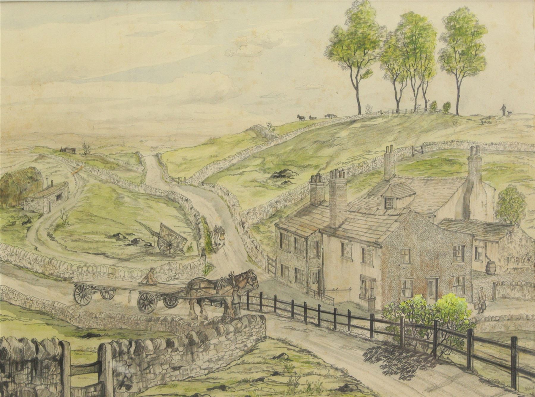 Geoffrey Jenkinson (British 1925-2005): Winding Roads Through a Moors Village, watercolour and pencil signed 28cm x 38cm 