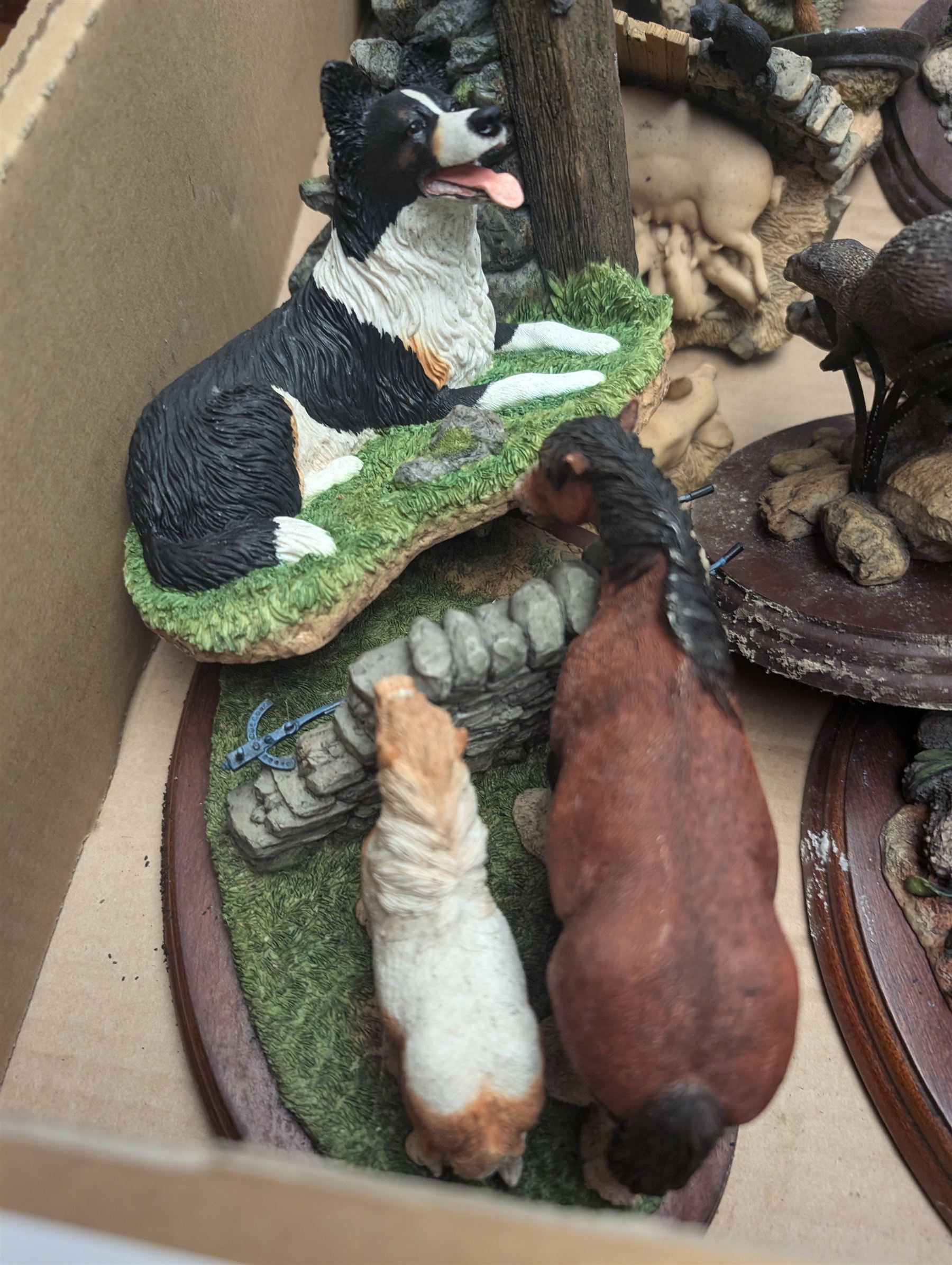 Collection of Border Fine Arts figure groups, including Out to Pasture, Keeping Watch, Moses & Bertha, etc 