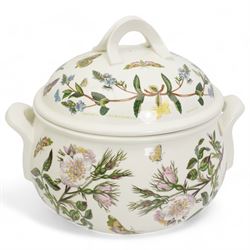 Portmeirion Botanic Garden bread crock, H40cm, soup tureen and ladle, tureen & cover, three oval dishes, serving bowls etc 