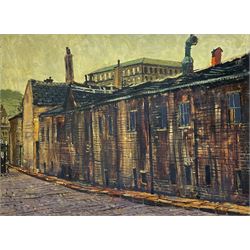 Peter Brook (Northern British 1927-2009): Cobbled Street with Mill in the Background, oil on board signed 44cm x 59cm
Provenance: West Yorkshire dec'd estate; the deceased was good friends with the artist.